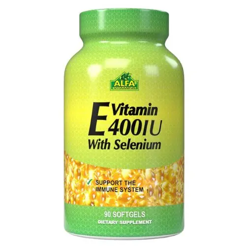 Suplemento Nutricional Alfa Vitamins Vitamin E + Selenium 400IU 90 Cápsulas Blandas 53-A