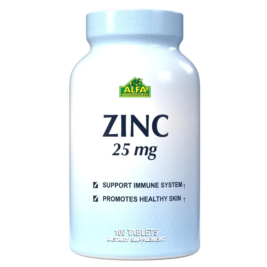 Suplemento Nutricional Alfa Vitamins Zinc 25mg 100 Tabletas 93-A