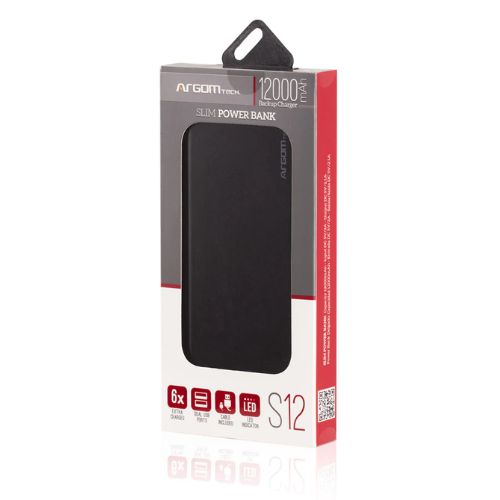 Power Bank Argom S12 12000MAH ARG-PB-1150BK