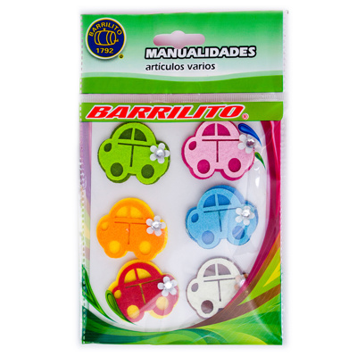 Barrilito calcomania de fieltro fs091 carros 6 piezas