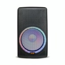 PARLANTE BLUETOOTH MOONKI PROFESSIONAL ACTIVE SOUND 15" POTENCIA PMPO 4000W LUCES LED INCLUYE 2 MICROFONOS INALAMBRICOS NEGRO MS