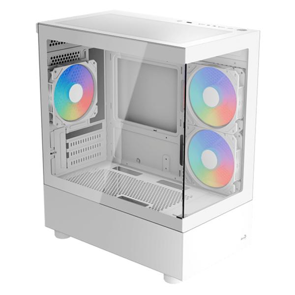 CASE RGB AEROCOOL VIEWPORT MINI-G-WT-V2 TORRE PEQUEÑA VIDRIO FRONTAL Y LATERAL 2 ABANICOS LATERALES Y 1 ABANICO TRASERO ACCM-ES09133.21