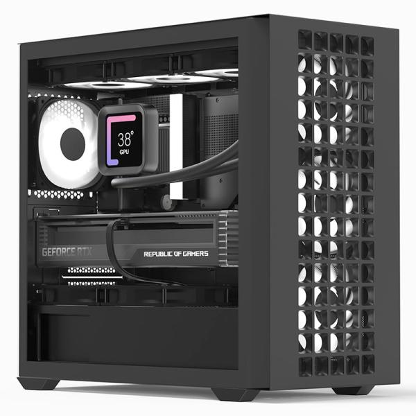 CASE RGB AEROCOOL D302A-G-BK-V1 TORRE PEQUEÑA VIDRIO LATERAL Y MALLA FRONTAL 3 ABANICOS FRONTALES Y 1 ABANICO TRASERO ACCS-DS04043.11