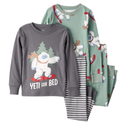 Pijama 4 piezas 100% algodón con estampado de Yeti para bebé
