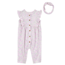 Enterizo largo floral de 2 piezas para bebita con bincha