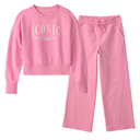 Conjunto de 2 piezas con sudadera corta y pantalón para niña