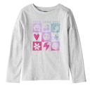 Blusa de manga larga con estampado de íconos y corazones para niña