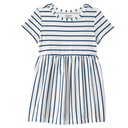 Vestido de rayas azul y marfil para bebita