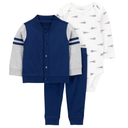 Conjunto de 3 piezas con jacket varsity y pantalón para bebé