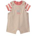 Conjunto de 2 piezas con overall corto y camiseta a rayas para bebé