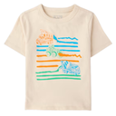 Camiseta marfil con vehículos de construcción para niño