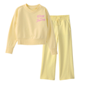 Conjunto de 2 piezas con sudadera corta y pantalón para niña