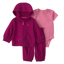 Conjunto 3 piezas con abrigo de corazones para bebita