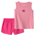 Pijama 2 piezas rosado con flor para niña