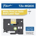 CINTA DE ETIQUETADO BROTHER TZEMQ835G 12MM X 5M COMPATIBLE CON P-TOUCH BLANCO SOBRE FONDO DORADO SATINADO
